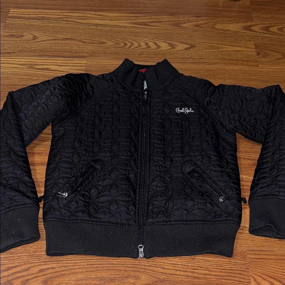 Cruel Girl Black Quilted Bomber 2,way Slim‎ Fit  Zip Cowgirl Western Jacket M